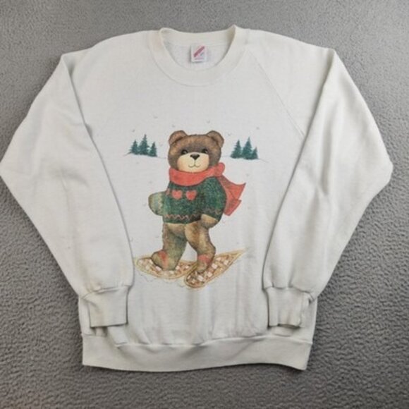 Jerzees Sweaters - Vintage Jerzees Sweater Womens Large Bear Christmas Winter Pullover Cute 90s
